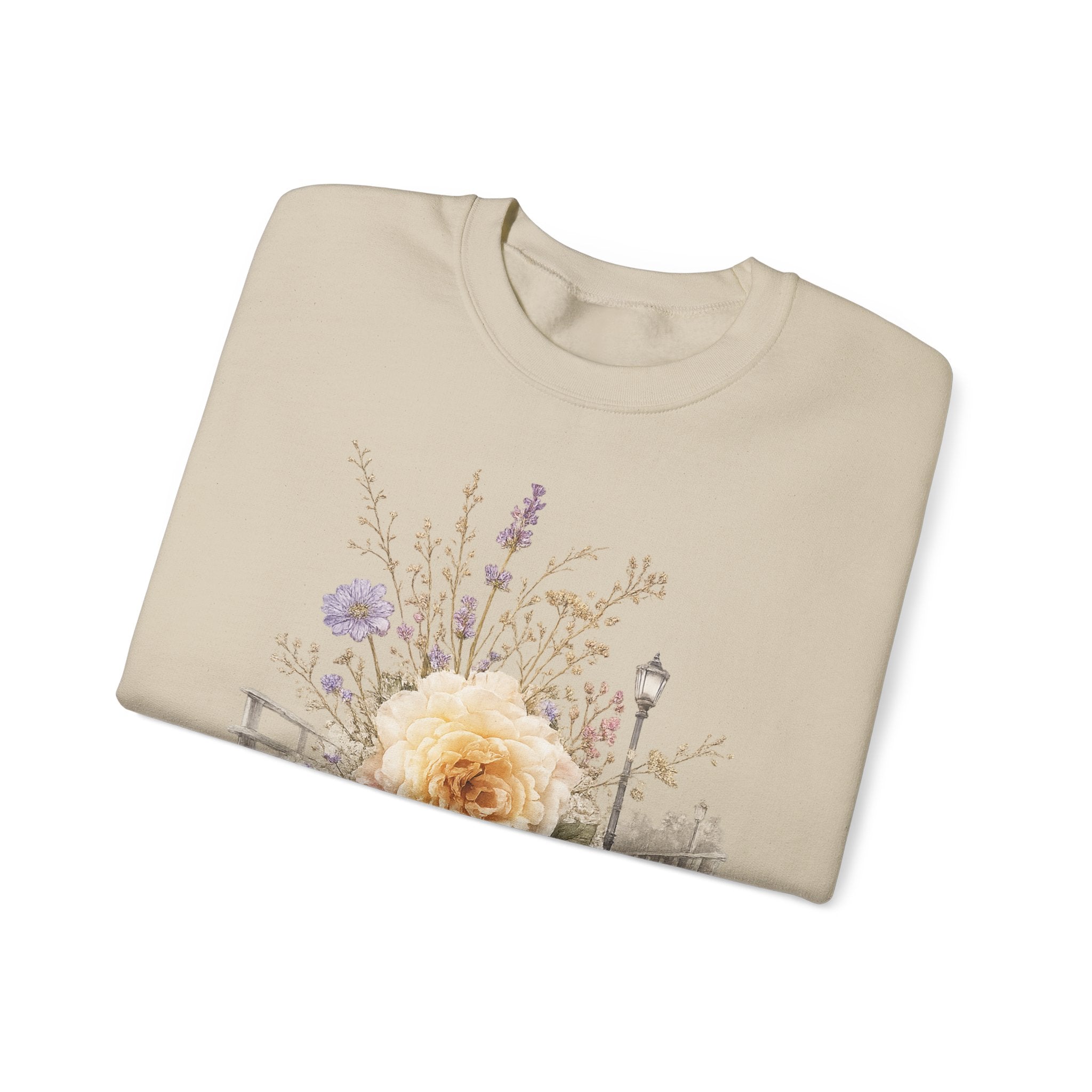 Cream Rose Cottagecore sweatshirt Botanical Floral sweater  Soft Vintage Garden hoodie