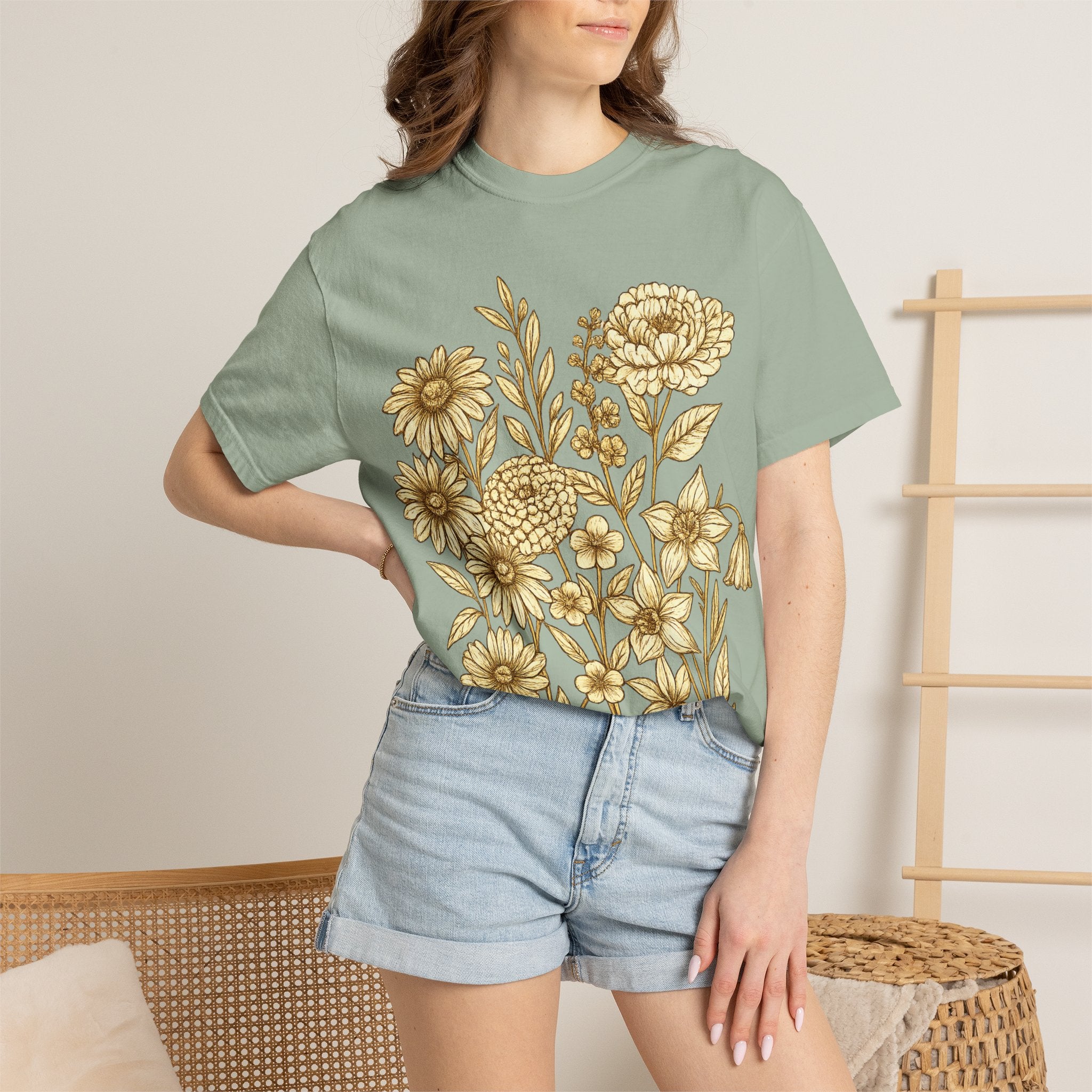 Comfort Colors® Vintage Pressed Flowers Shirt, Boho Cottagecore Shirt, Botanical Floral Tee Wildflowers Shirt Gift for Gardener Floral Shirt