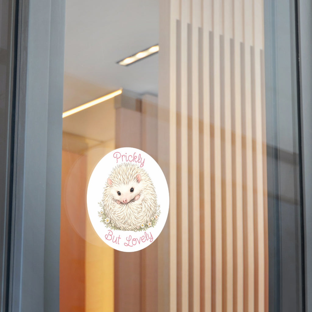 Prickly But Lovely Hedgehog Round Vinyl Sticker  Cute Animal Sticker for Laptops, Water Bottles & Gifts