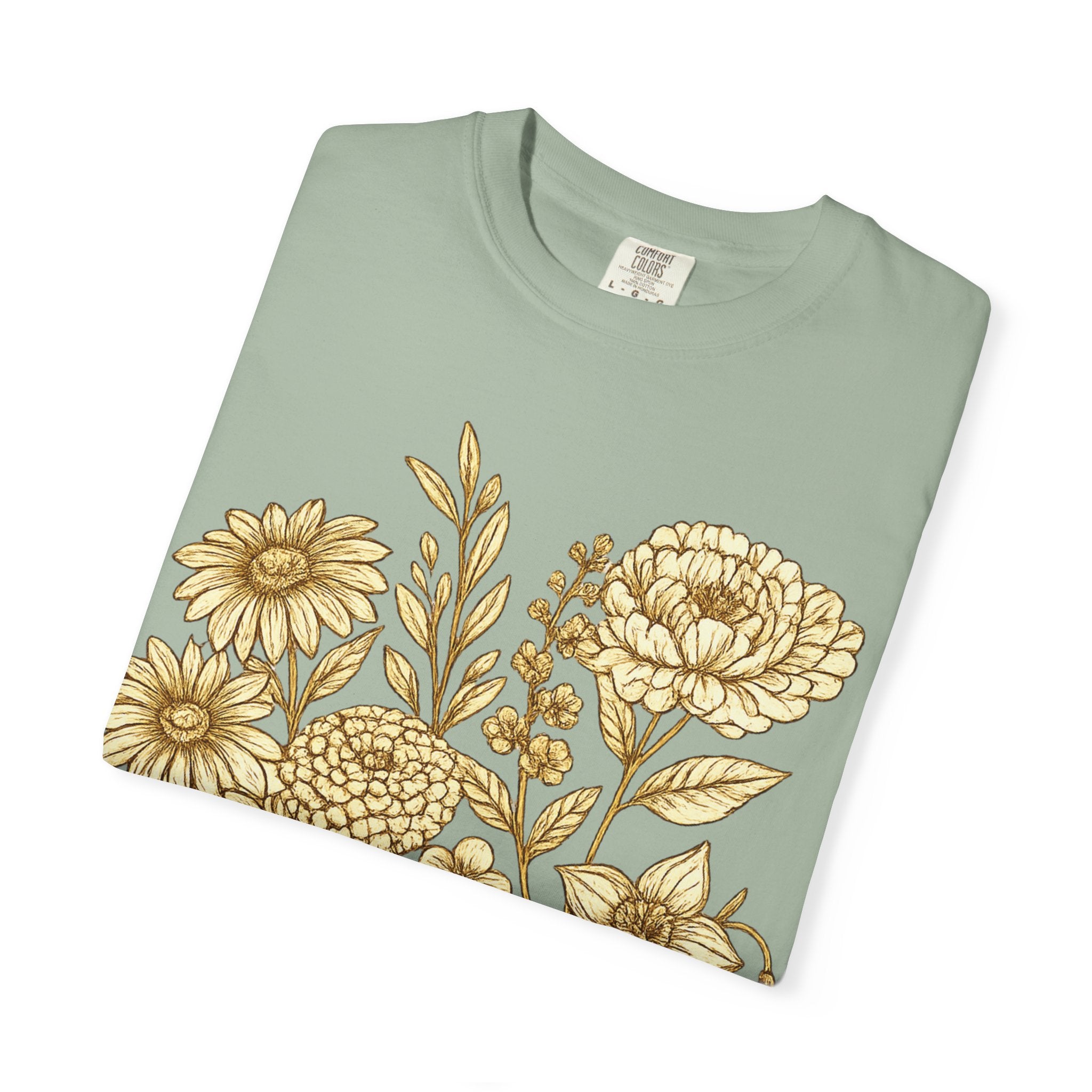Comfort Colors® Vintage Pressed Flowers Shirt, Boho Cottagecore Shirt, Botanical Floral Tee Wildflowers Shirt Gift for Gardener Floral Shirt