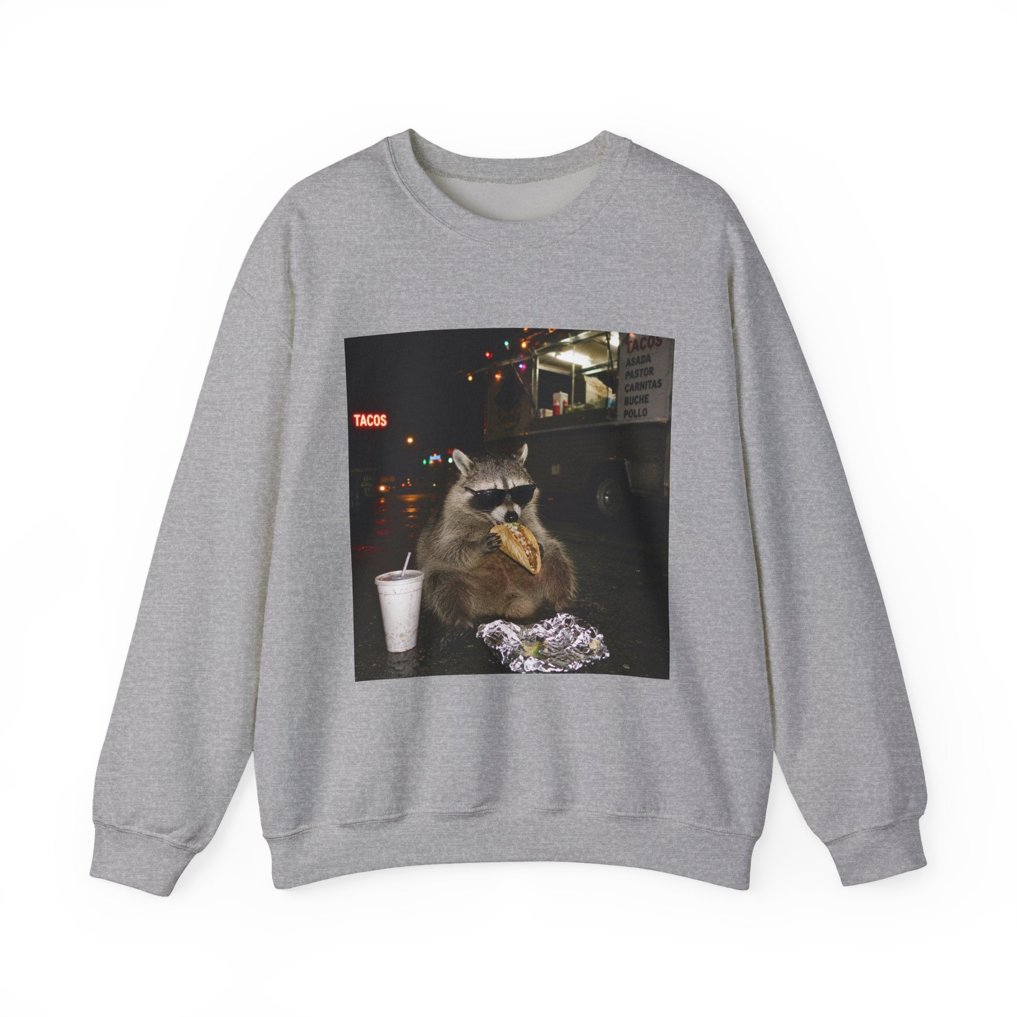 Raccoon eating a taco Sweater, Funny Raccoon Taco sweatshirt, Trash Panda Graphic hoodie, Mexican Food Lover Gift, Cinco de Mayo