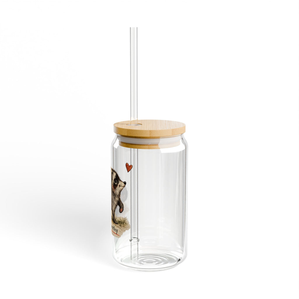 Jimothy the Seattle Cryptid Raccoon Glass  I Love Heart Jimothy | Bamboo lid and straw Can Shaped Sipper
