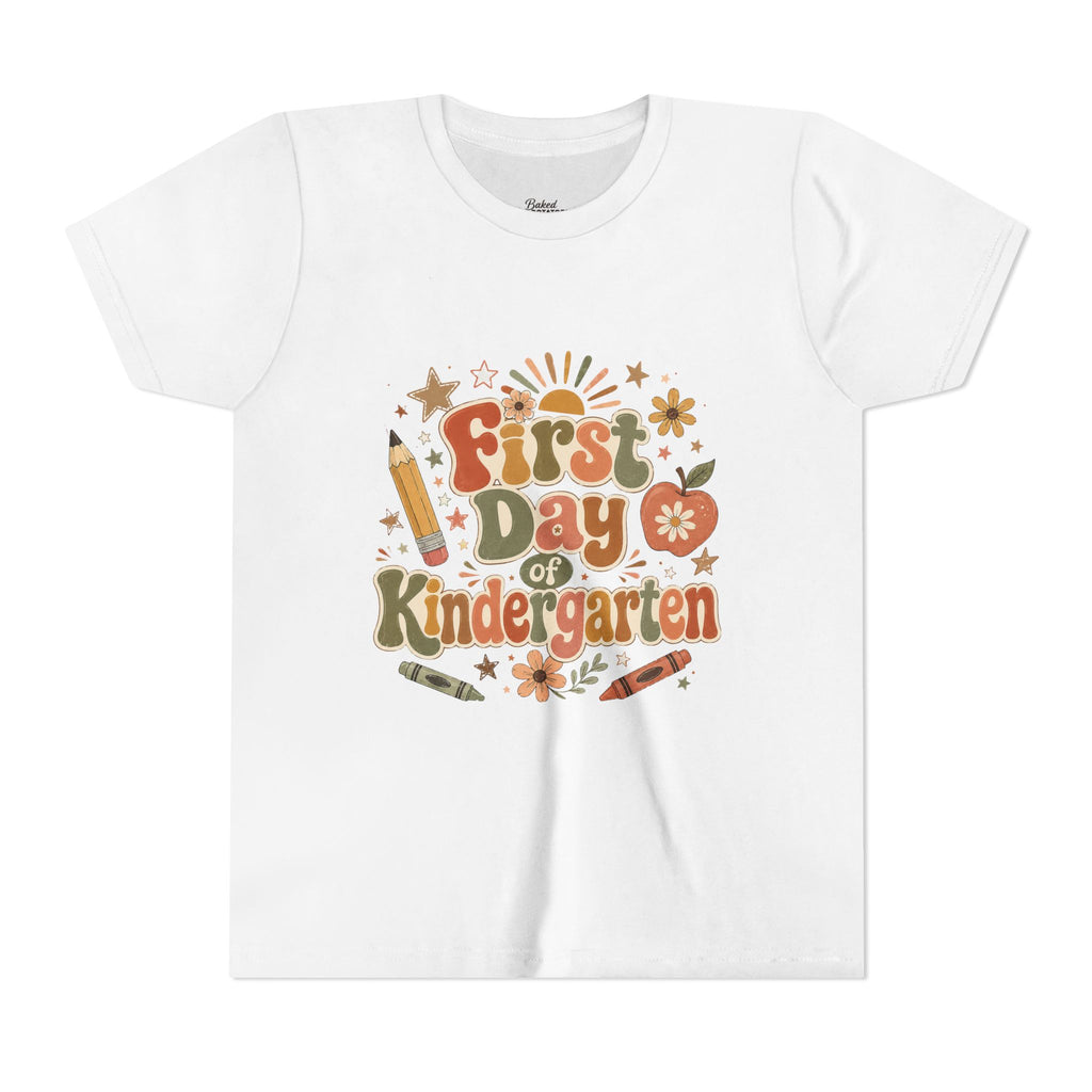 First Day of Kindergarten girls Shirt, Retro Kindergarten Tee, Back to School Shirt, Groovy Neutral School Tee, Kids First Day Outfit for them