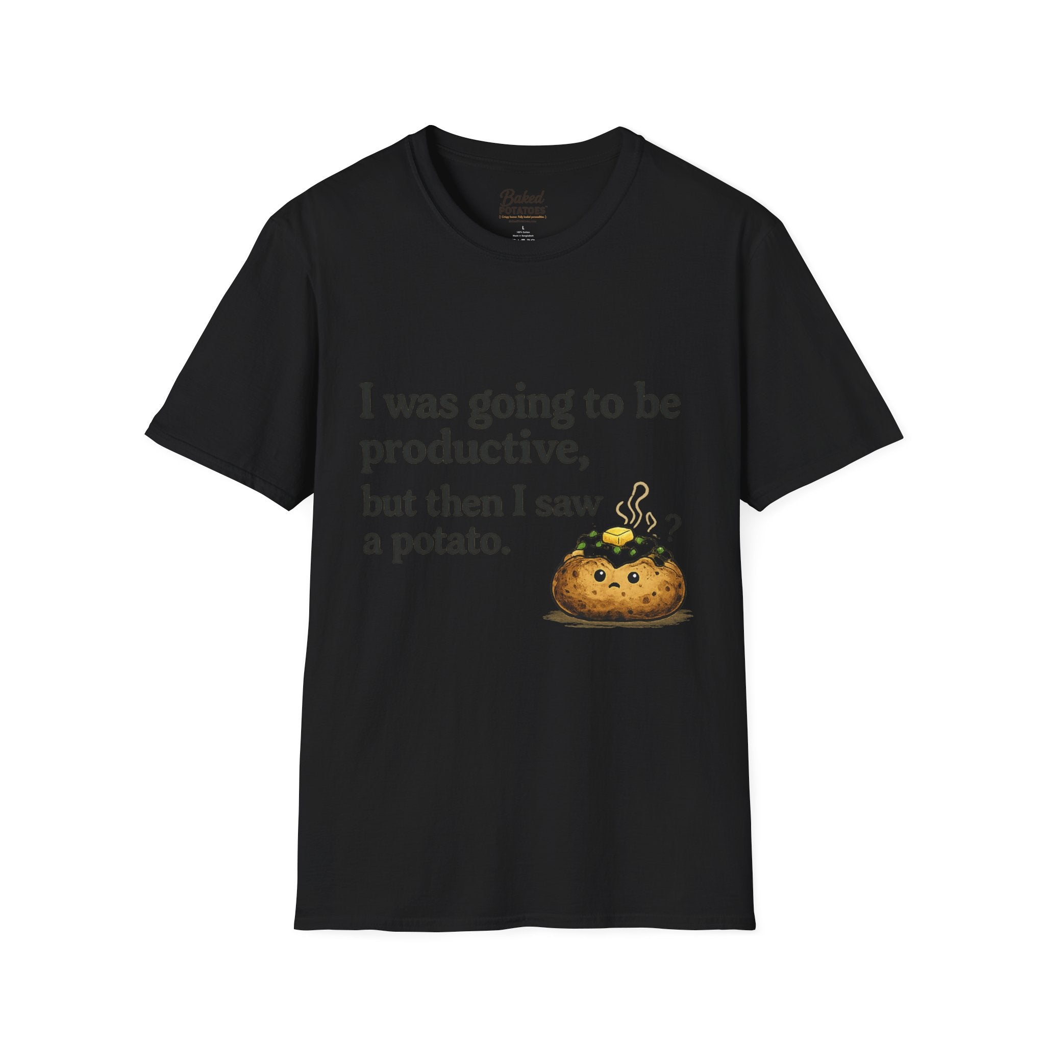 ADHD Funny Potato Tee – “I was going to be productive, but then I saw a potato.” Graphic T-Shirt
