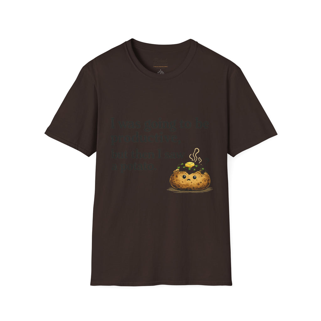 ADHD Funny Potato Tee – “I was going to be productive, but then I saw a potato.” Graphic T-Shirt