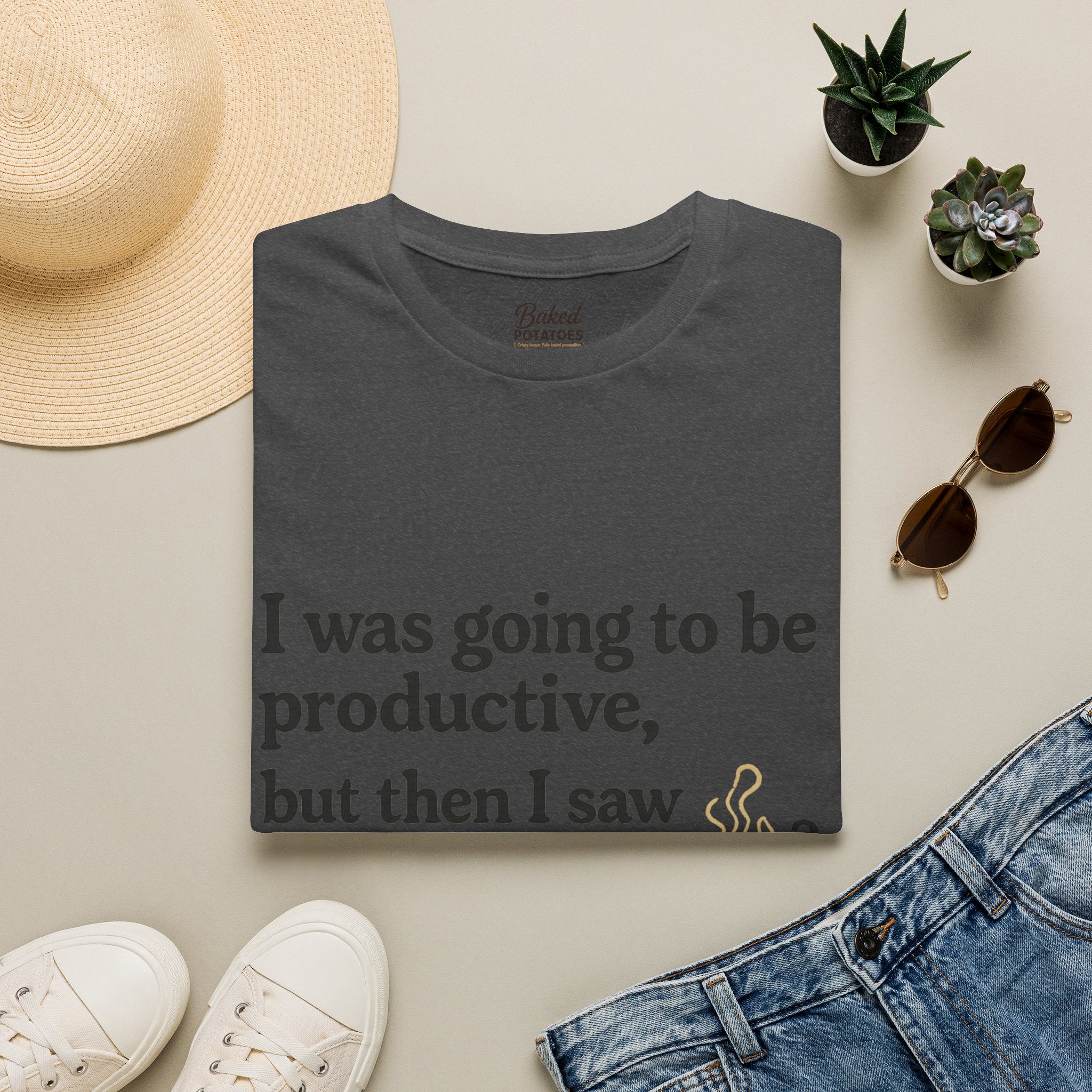 ADHD Funny Potato Tee – “I was going to be productive, but then I saw a potato.” Graphic T-Shirt