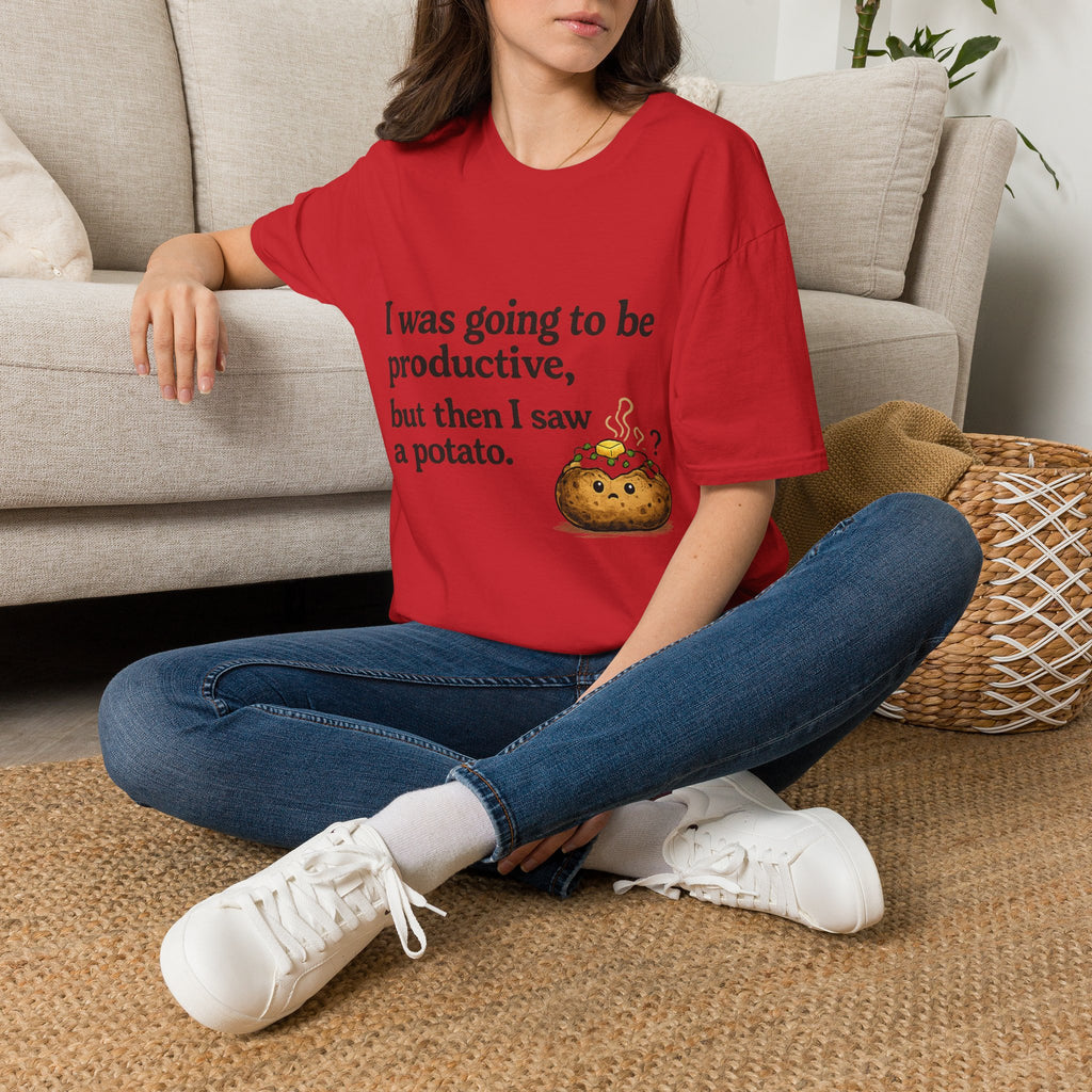 ADHD Funny Potato Tee – “I was going to be productive, but then I saw a potato.” Graphic T-Shirt