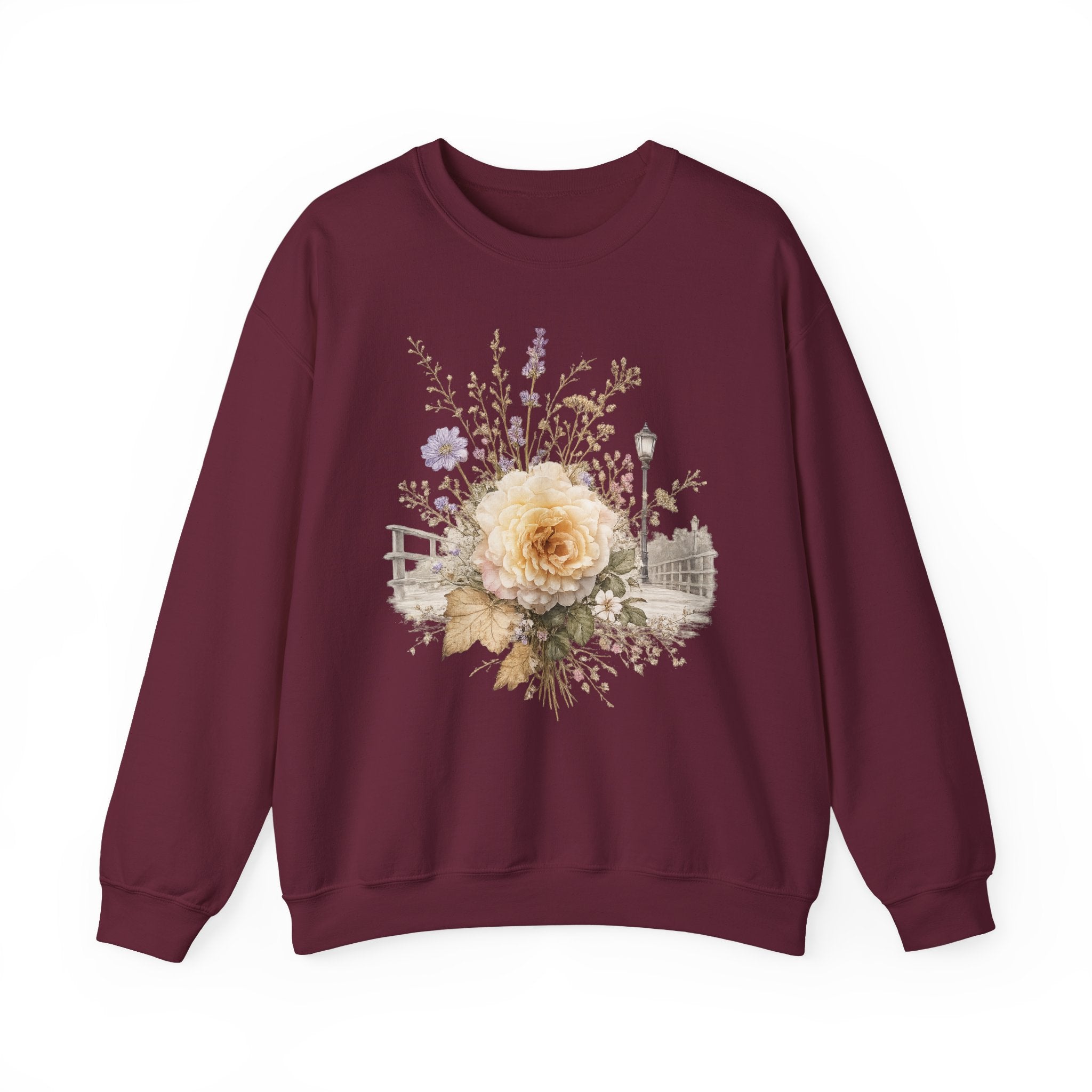 Cream Rose Cottagecore sweatshirt Botanical Floral sweater  Soft Vintage Garden hoodie