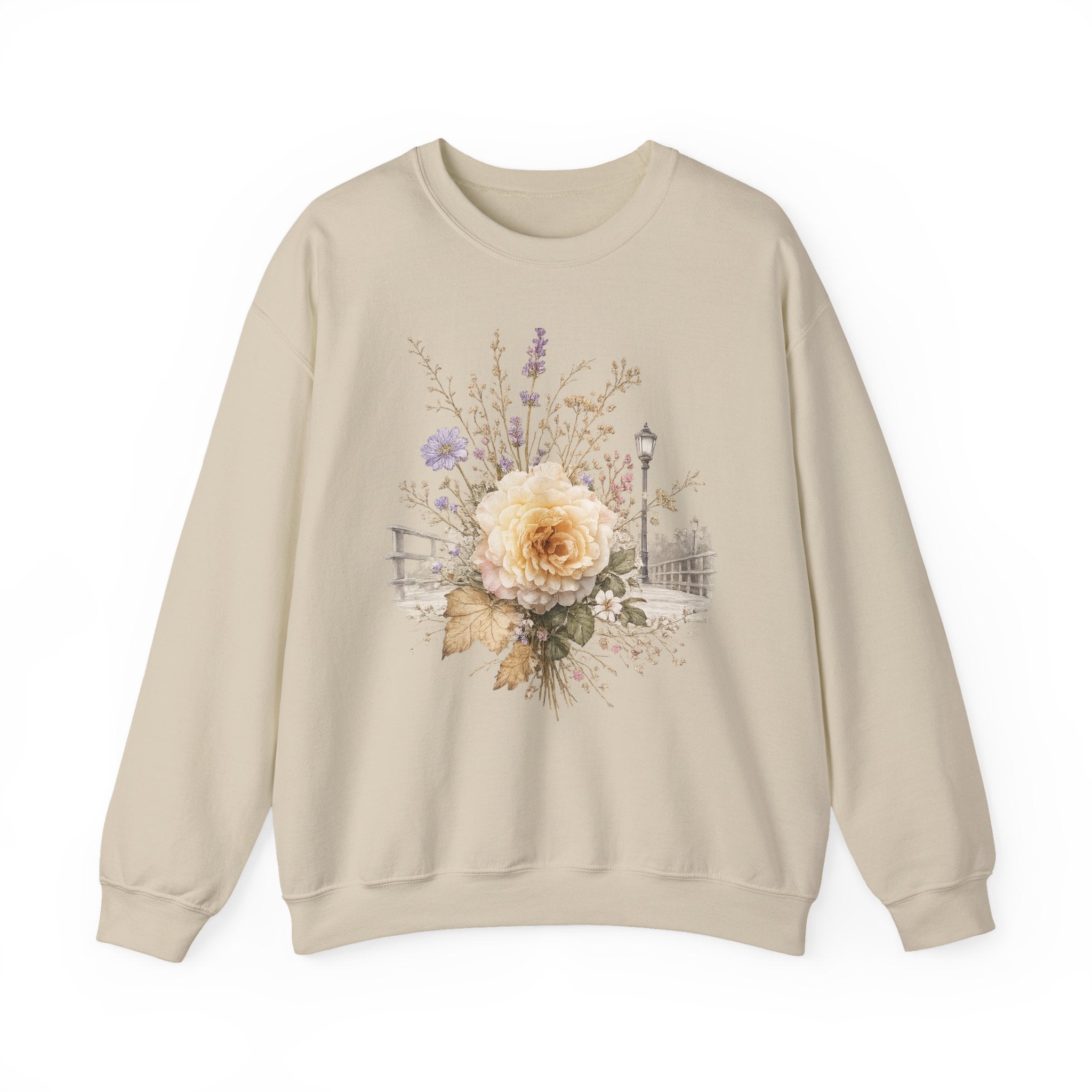 Cream Rose Cottagecore sweatshirt Botanical Floral sweater  Soft Vintage Garden hoodie
