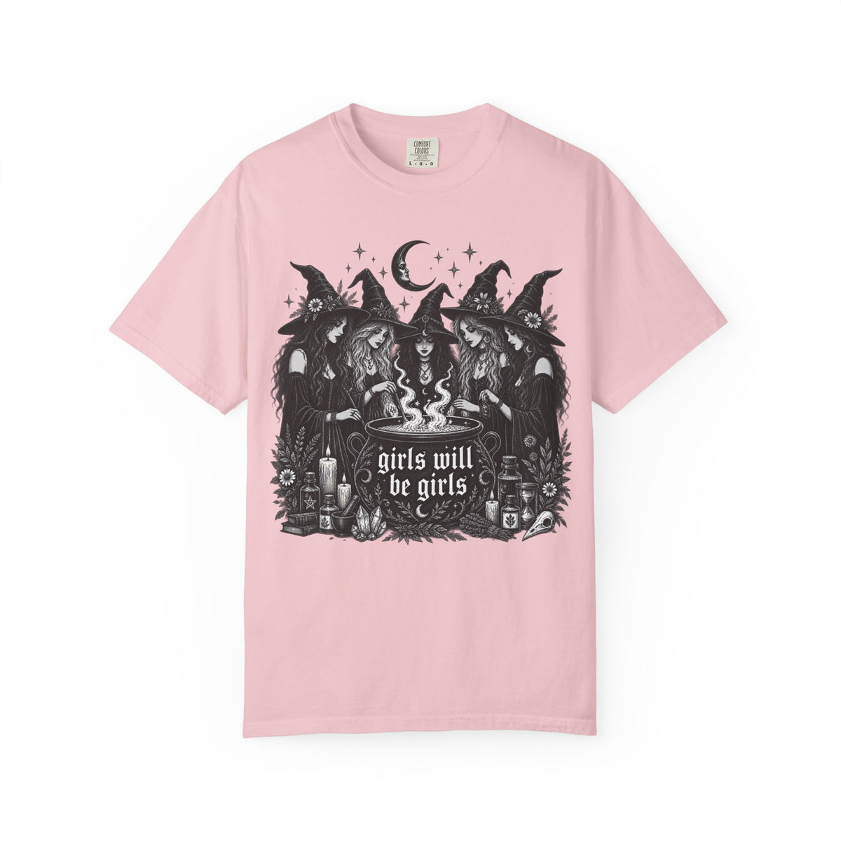 Comfort Colors Girls Will Be Girls Witch Tshirt, Vintage Halloween Women Shirt, Feminist Witch Shirt,Feminist Shirt