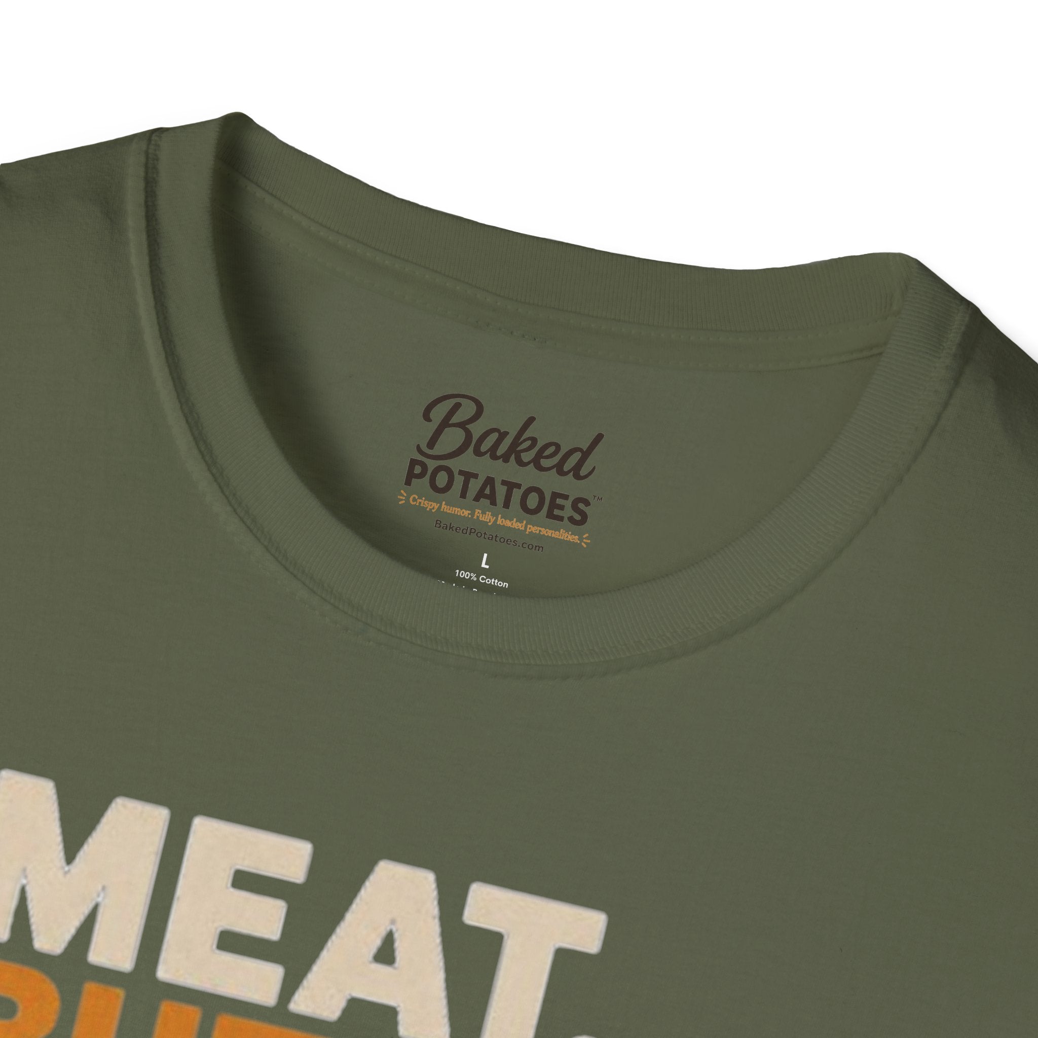 Funny Grilling T-Shirt — "Meat. Butter. Silence." BBQ Potato Graphic Tee Gift for Dad