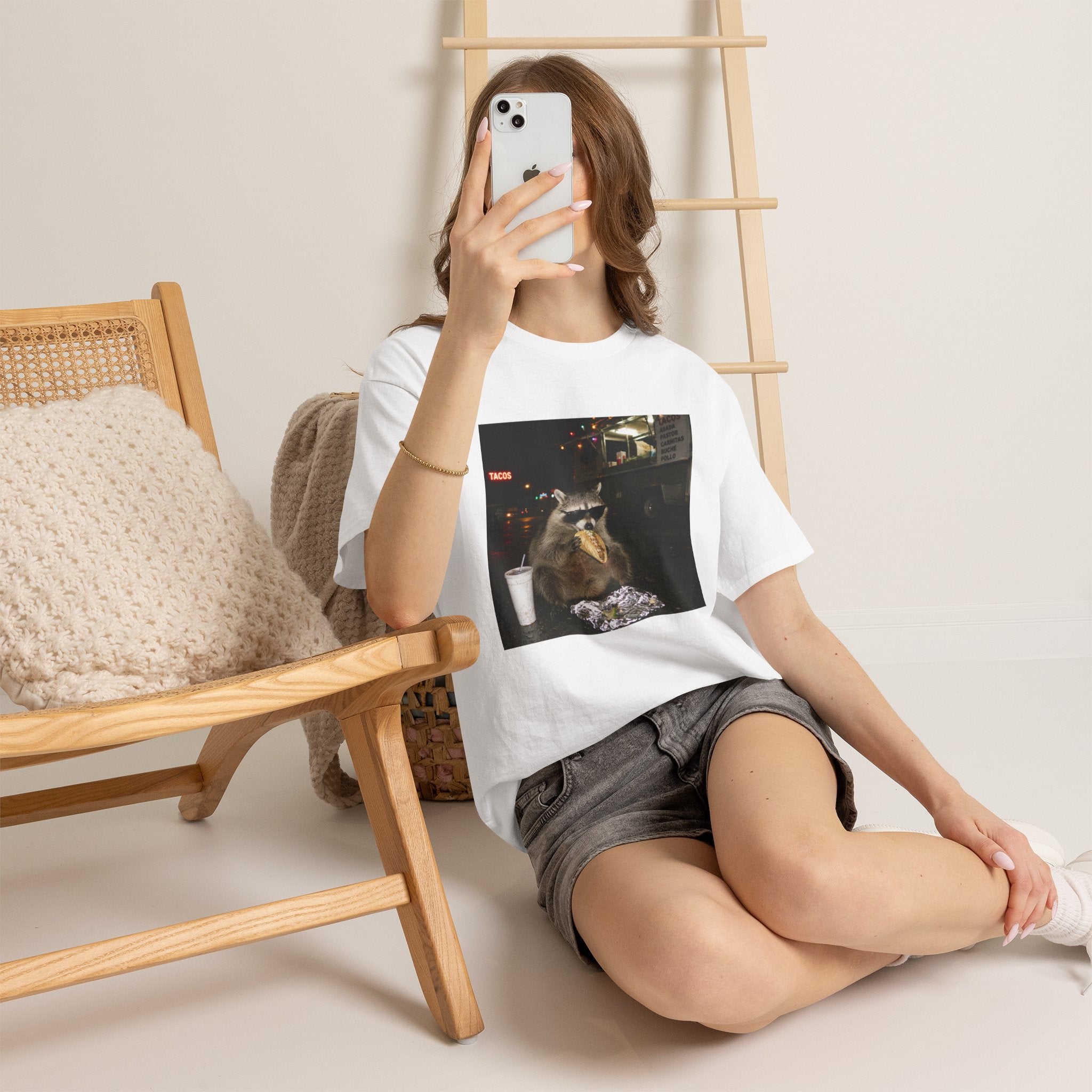 Raccoon Midnight Snack T-Shirt – Funny Urban Animal Photo Tee