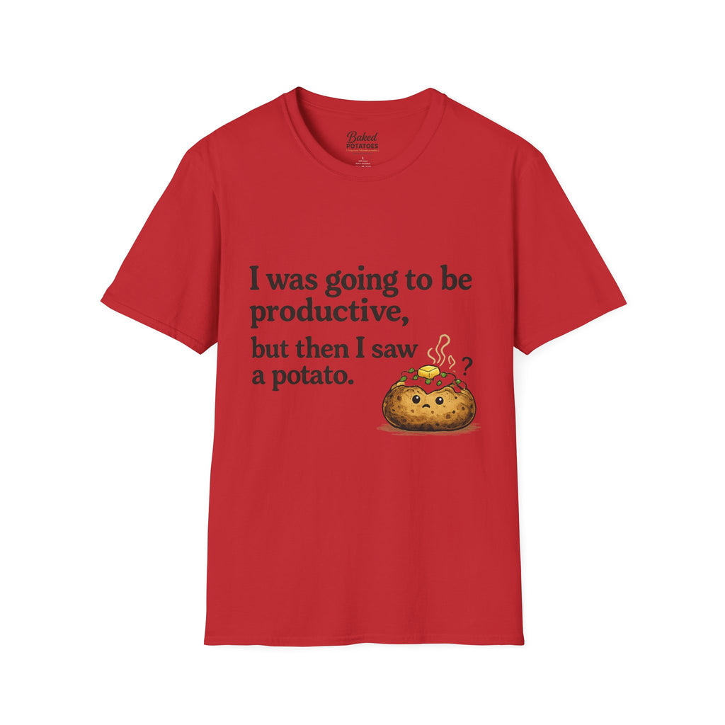 ADHD Funny Potato Tee – “I was going to be productive, but then I saw a potato.” Graphic T-Shirt
