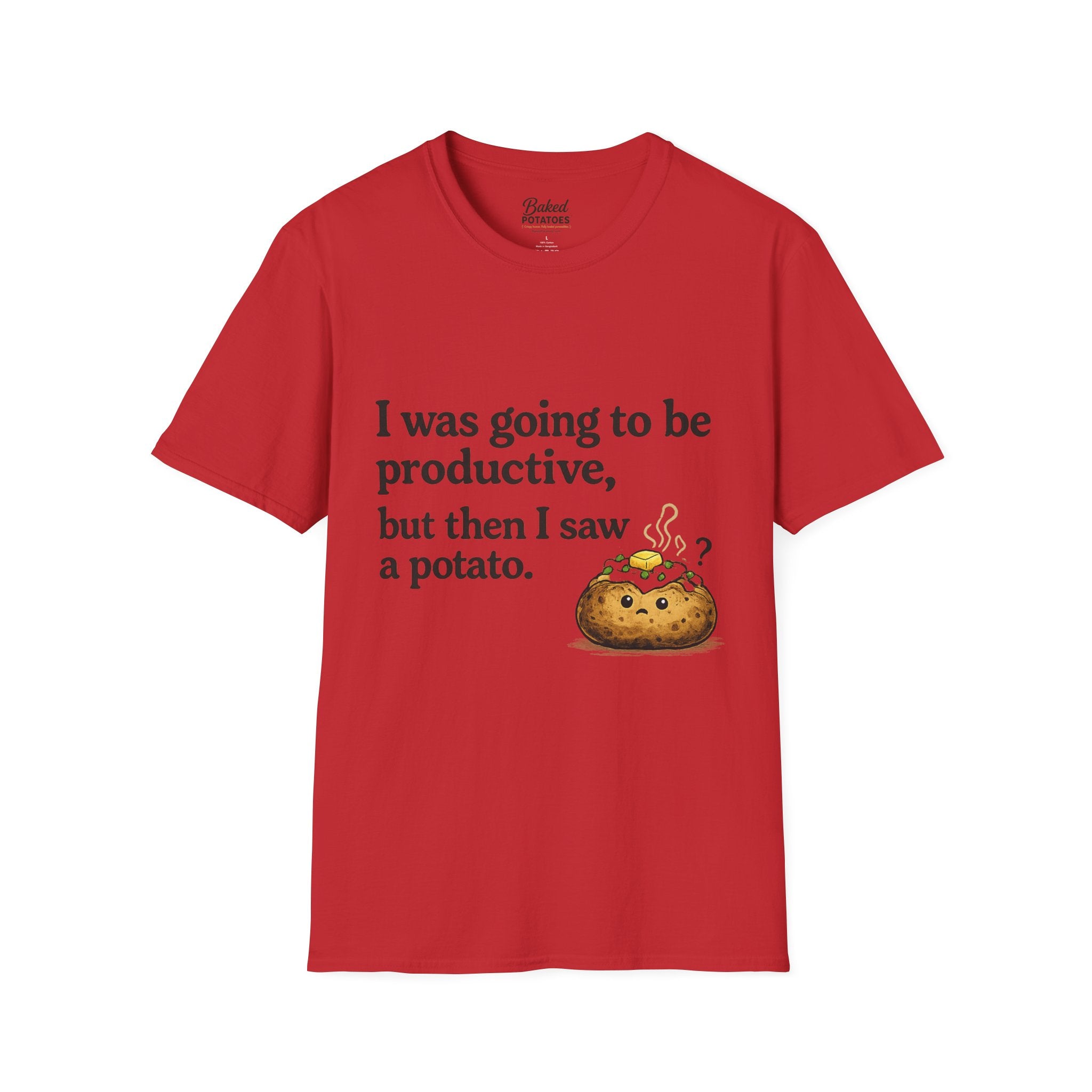 ADHD Funny Potato Tee – “I was going to be productive, but then I saw a potato.” Graphic T-Shirt
