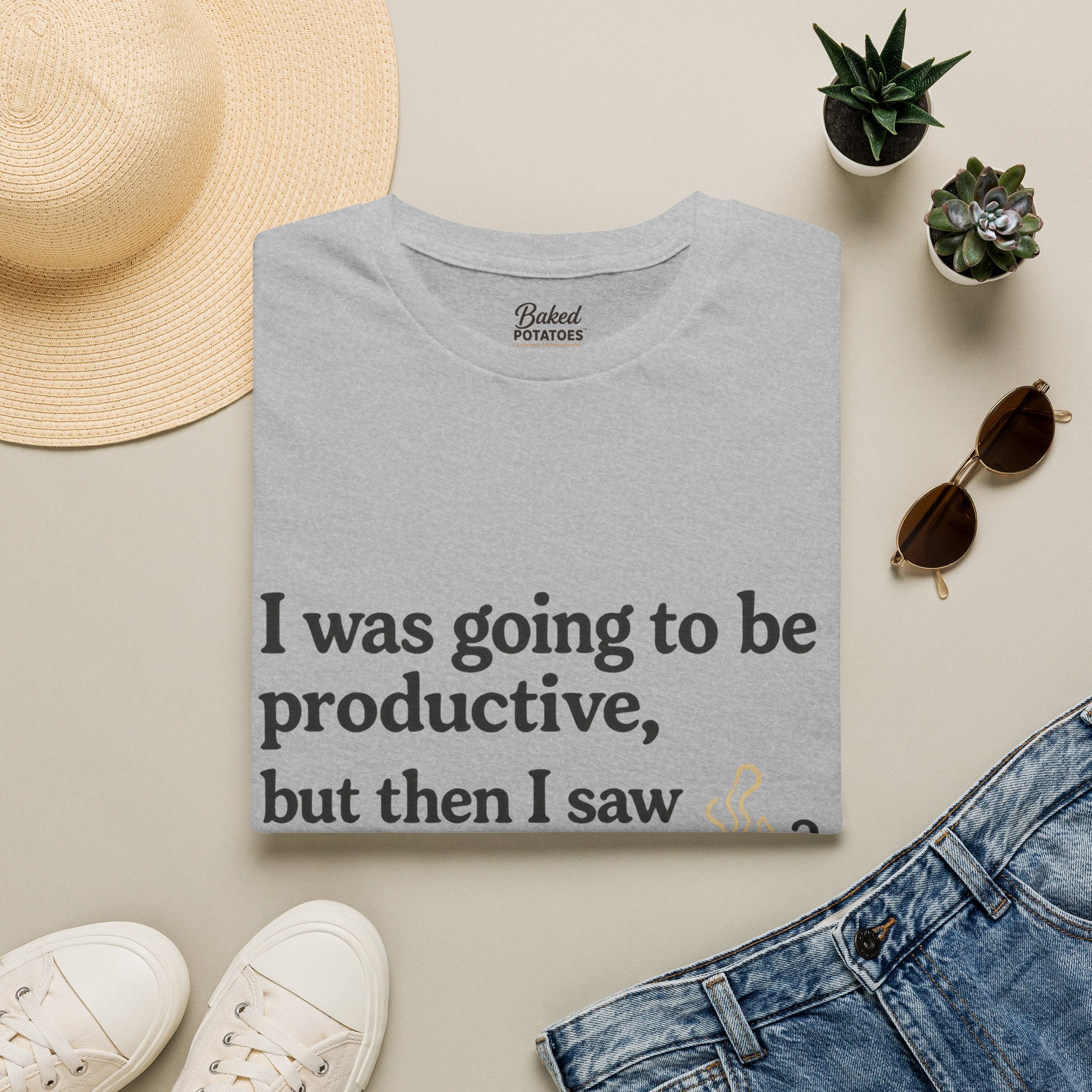 ADHD Funny Potato Tee – “I was going to be productive, but then I saw a potato.” Graphic T-Shirt
