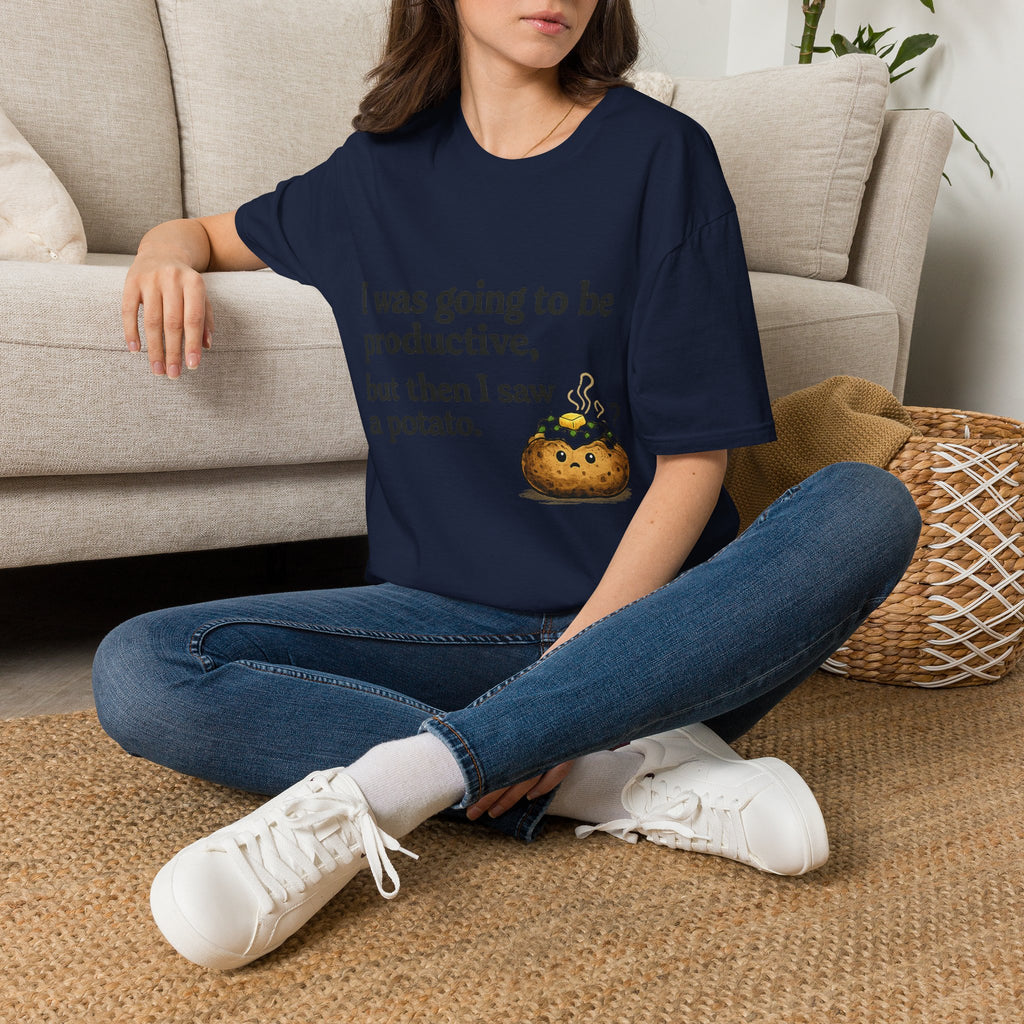 ADHD Funny Potato Tee – “I was going to be productive, but then I saw a potato.” Graphic T-Shirt